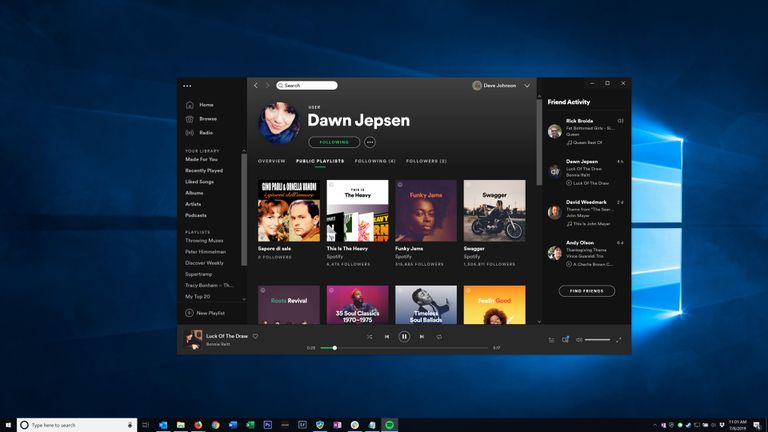 Spotify桌面应用程序显示朋友的音乐“class=