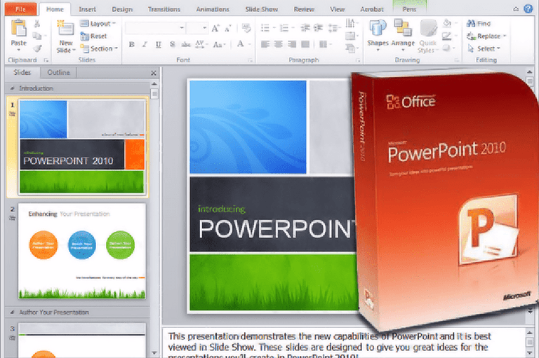 Microsoft PowerPoint 2010盒子拍摄和示例模板