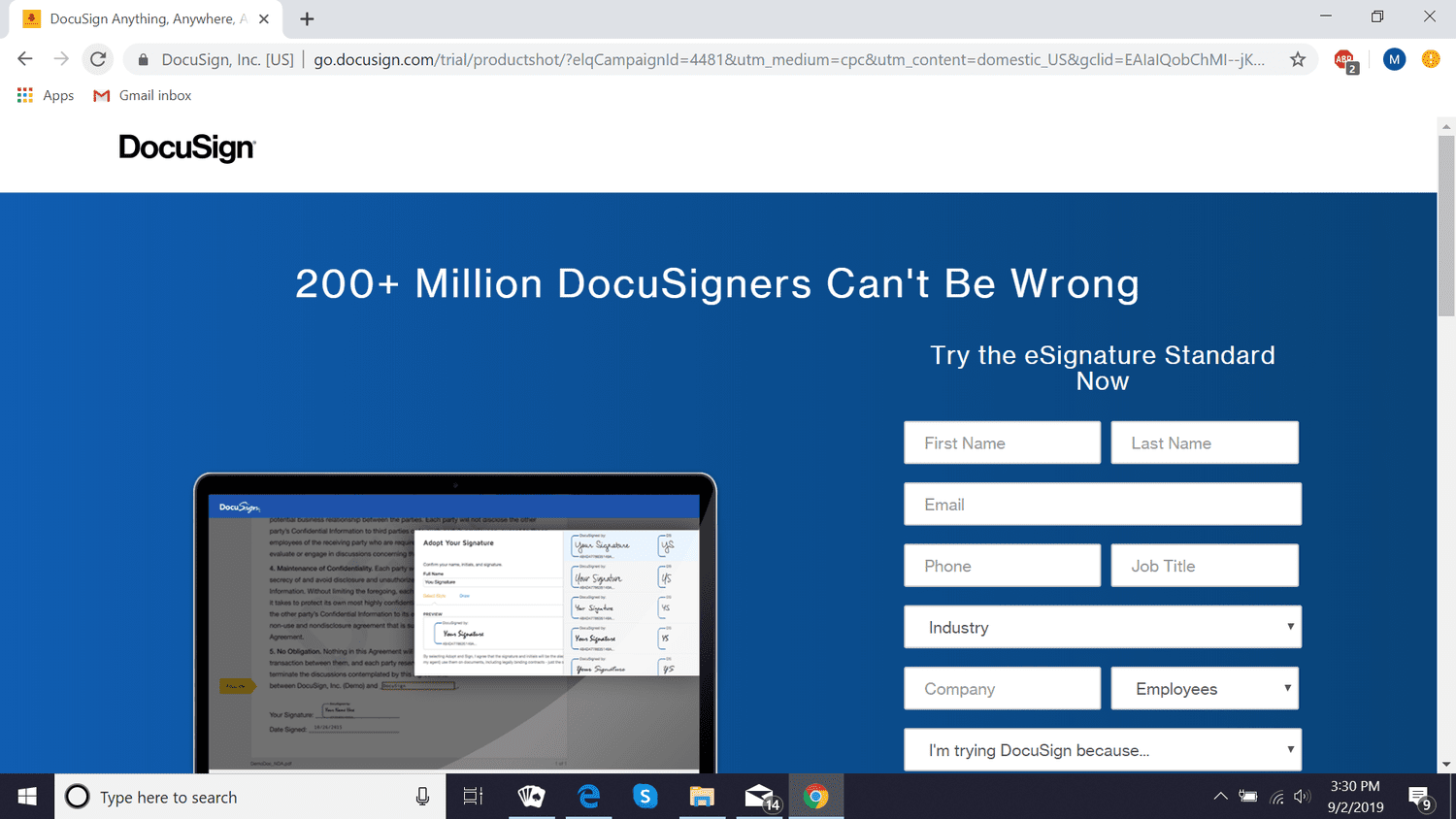 DocuSign的网页