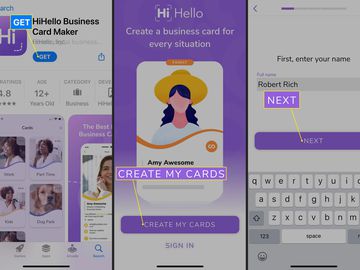 iOs的Hi Hello应用中的Get、Create My Cards和Next