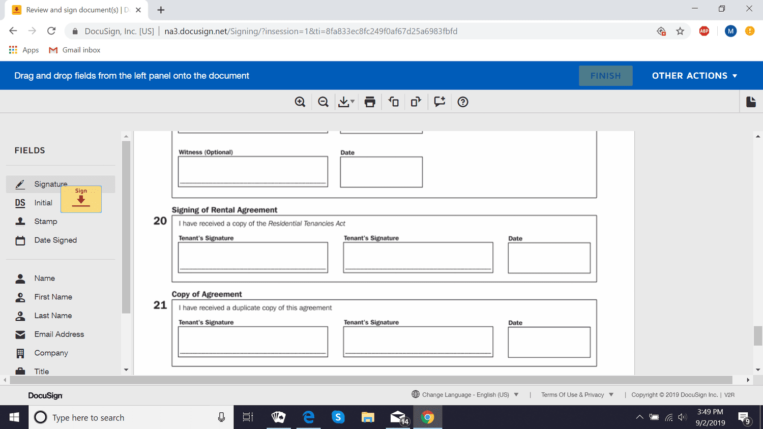 DocuSign添加签名