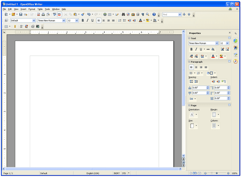 截图的OpenOffice作家在Windows XP