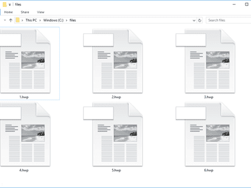 截图几个HWP文件在Windows中10,开放与OpenOffice