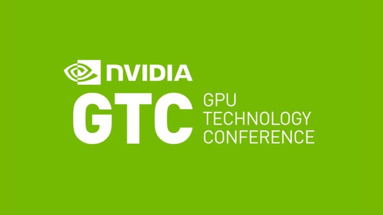 nvidia gtc在绿色背景的标志白色